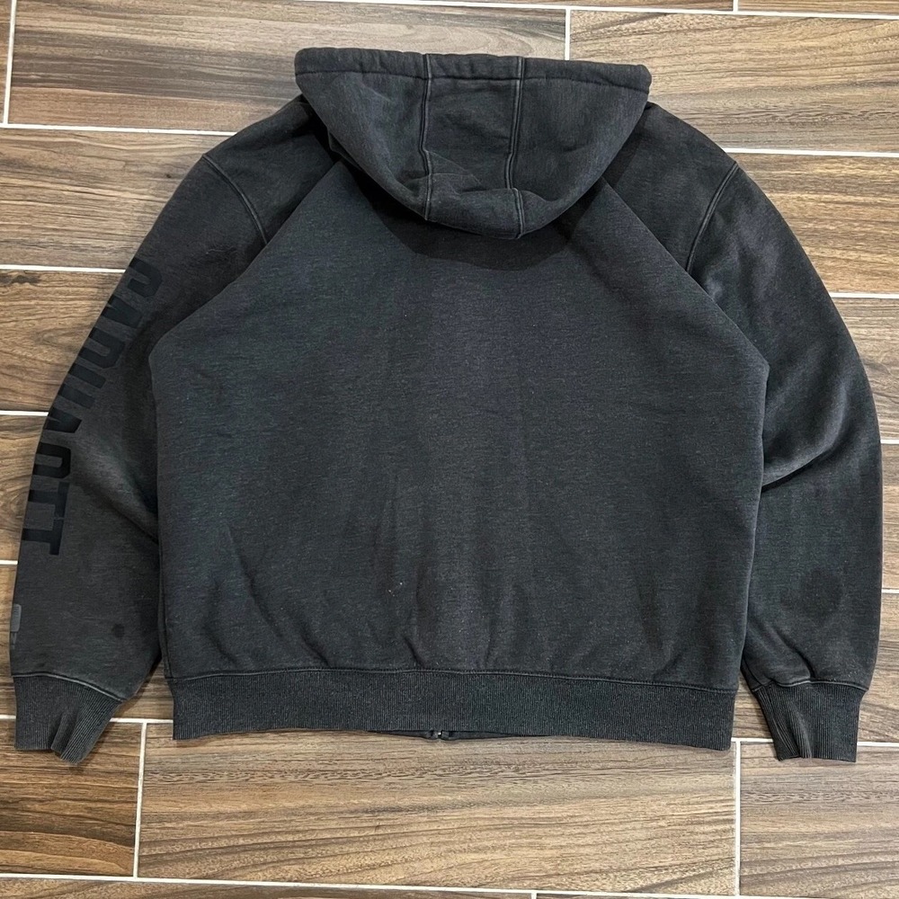 Carhartt Mens Hoodie Full Zip Gray Heavy Classic Utility Grunge Work Jacket L - Picture 2 of 7